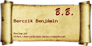 Berczik Benjámin névjegykártya
